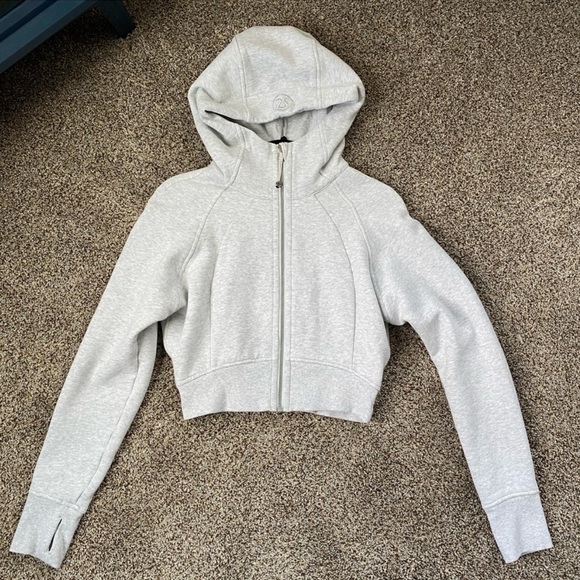 lululemon athletica Tops - LULULEMON Heather Gray Crop Scuba Full Zip